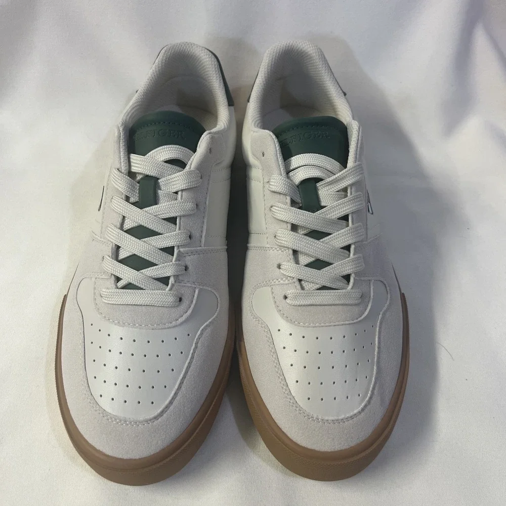 Tommy Hilfiger TMRENCHAL-C Beige/Green Gum Sole Lace-Up Sneakers Men 9
